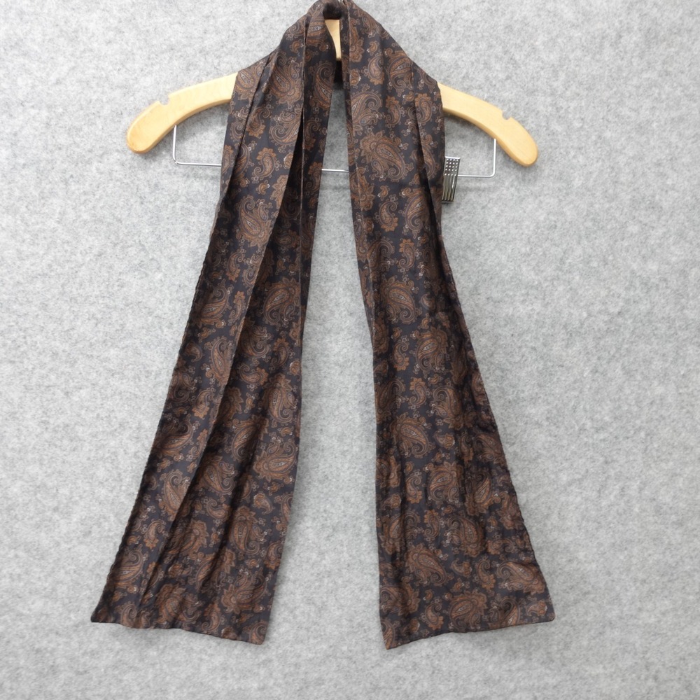 Brown Paisley Scarf Chocolate Gold Muffler Retro Vintage Boho Classic 7.5x55